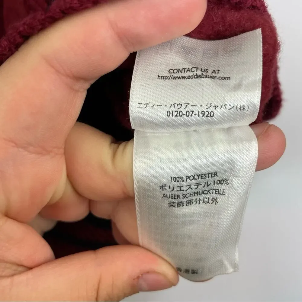 Eddie Bauer Sport Shop fleece pullover sweater crew neck maroon size Large - Picture 7 of 10
